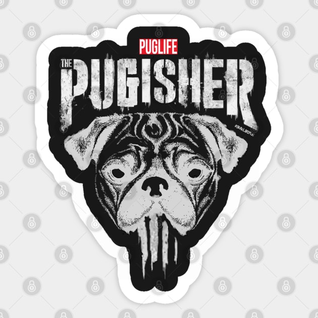 THE PUGISHER Sticker by darklordpug